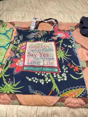 Gretchen Scott Designs Navy Floral Tote with Colorful Accents